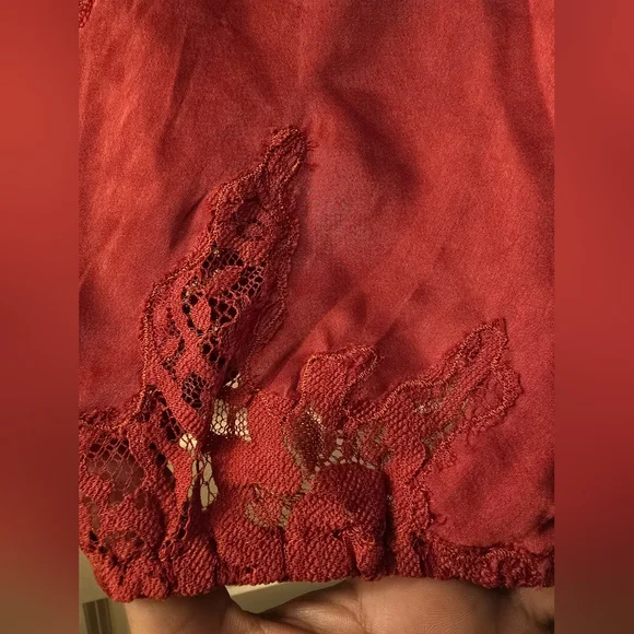 Free people intimately silk red cropped cami sz M - Picture 3 of 5